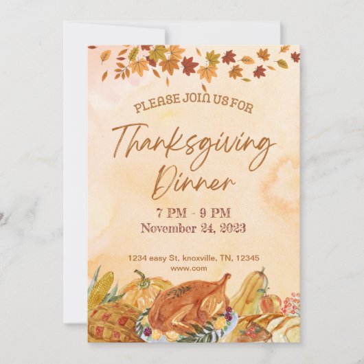 Thanksgiving diner uitnodiging sjabloon (Voorkant)