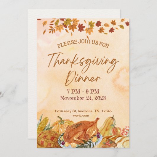 Thanksgiving diner uitnodiging sjabloon (Voorkant / Achterkant)