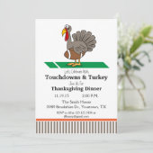 Thanksgiving Diner Uitnodiging Touchdowns & Turkij (Staand voorkant)