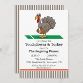 Thanksgiving Diner Uitnodiging Touchdowns & Turkij (Voorkant / Achterkant)