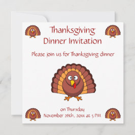 Thanksgiving diner uitnodigingen met grappig Turki
