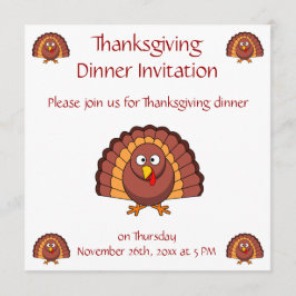 Thanksgiving diner uitnodigingen met grappig Turki