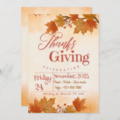 Thanksgiving Diner uitnodigingen sjabloon bewerkba (Voorkant / Achterkant)