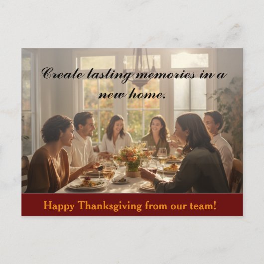 Thanksgiving Diner Vastgoed Marketing Briefkaart (Voorkant)