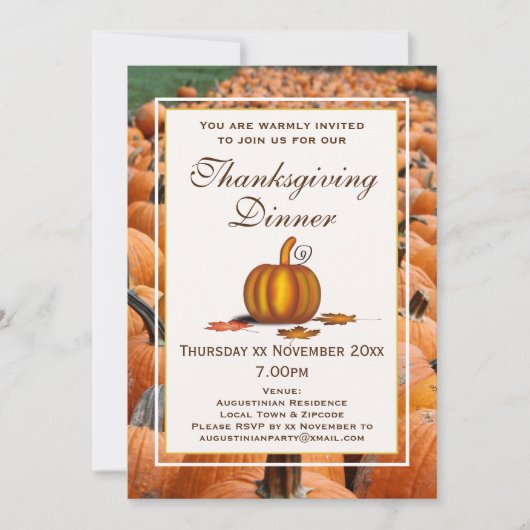 THANKSGIVING DINER Viering POMPOEN Kaart (Voorkant)