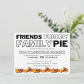 Thanksgiving diner vrienden Turkije Familie Pie Kaart (Staand voorkant)