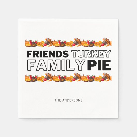 Thanksgiving diner vrienden Turkije Familie Pie Servet (Voorkant)