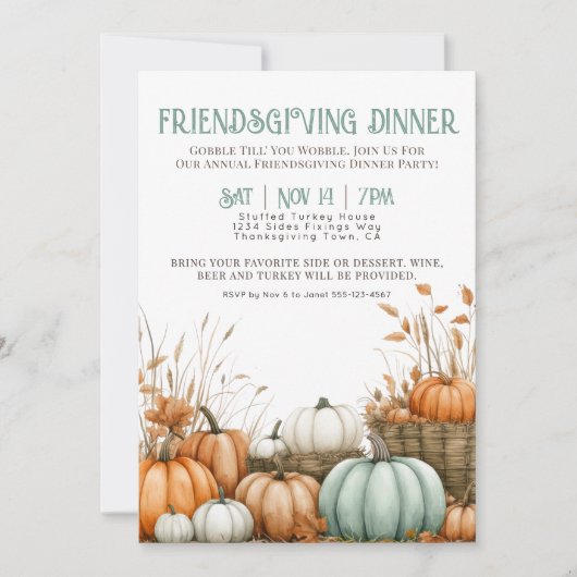 Thanksgiving Diner Vriendschapsfeest Kaart (Voorkant)