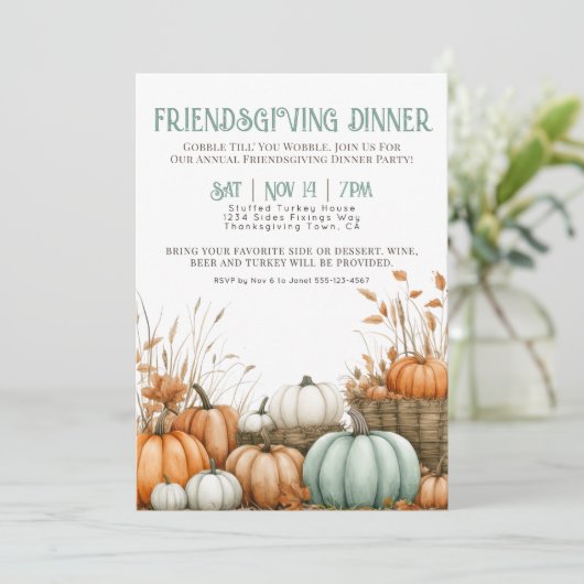 Thanksgiving Diner Vriendschapsfeest Kaart (Staand voorkant)