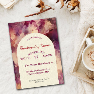 Thanksgiving Diner Waterverf Bloemen Custom Kaart