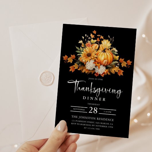 Thanksgiving Diner Waterverf Herfst Pompoen Kaart