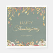 Thanksgiving Diner Waterverf Herfst Sage Servet (Voorkant)