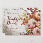 Thanksgiving Diner Waterverf Pompoen Uitnodiging (Voorkant / Achterkant)