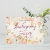 Thanksgiving Diner Waterverf Pompoen Uitnodiging (Staand voorkant)