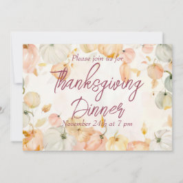 Thanksgiving Diner Waterverf Pompoen Uitnodiging