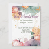 Thanksgiving Diner Waterverf Pompoen Uitnodiging (Achterkant)