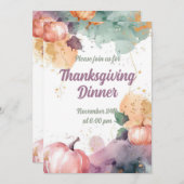 Thanksgiving Diner Waterverf Pompoen Uitnodiging (Voorkant / Achterkant)