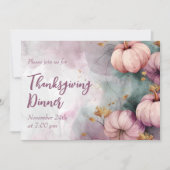 Thanksgiving Diner Waterverf Pompoen Uitnodiging (Voorkant)