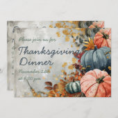 Thanksgiving Diner Waterverf Pompoen Uitnodiging (Voorkant / Achterkant)
