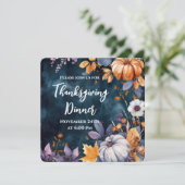 Thanksgiving Diner Waterverf Pompoenen Uitnodiging (Staand voorkant)