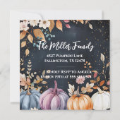 Thanksgiving Diner Waterverf Pompoenen Uitnodiging (Achterkant)