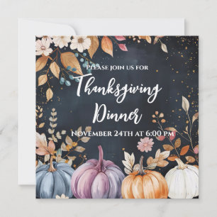 Thanksgiving Diner Waterverf Pompoenen Uitnodiging