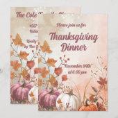 Thanksgiving Diner Waterverf Pompoenen Uitnodiging (Voorkant / Achterkant)