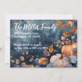 Thanksgiving Diner Waterverf Pompoenen Uitnodiging (Achterkant)