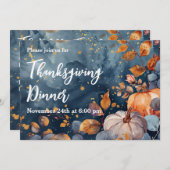 Thanksgiving Diner Waterverf Pompoenen Uitnodiging (Voorkant / Achterkant)
