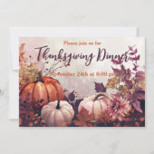 Thanksgiving Diner Waterverf Pompoenen Uitnodiging (Voorkant)