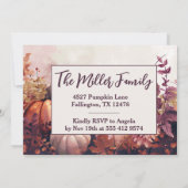 Thanksgiving Diner Waterverf Pompoenen Uitnodiging (Achterkant)