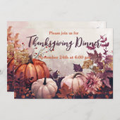 Thanksgiving Diner Waterverf Pompoenen Uitnodiging (Voorkant / Achterkant)