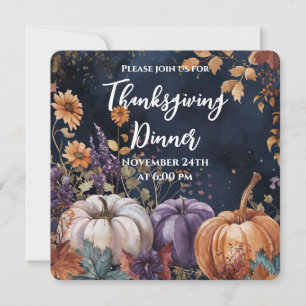 Thanksgiving Diner Waterverf Pompoenen Uitnodiging