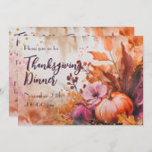 Thanksgiving Diner Waterverf Pompoenen Uitnodiging (Voorkant / Achterkant)