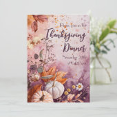 Thanksgiving Diner Waterverf Pompoenen Uitnodiging (Staand voorkant)