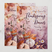 Thanksgiving Diner Waterverf Pompoenen Uitnodiging (Voorkant / Achterkant)