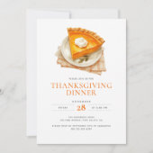 Thanksgiving Diner Waterverf Pompoentaart & Plaid Kaart (Voorkant)