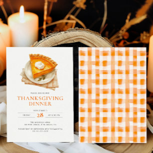 Thanksgiving Diner Waterverf Pompoentaart & Plaid Kaart