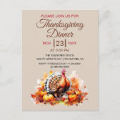 Thanksgiving Diner Waterverf Turkije Uitnodiging (Voorkant)