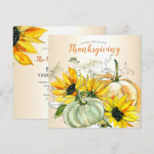 Thanksgiving Diner Zonnebloem Bloemen en Pompoenen Kaart (Voorkant / Achterkant)