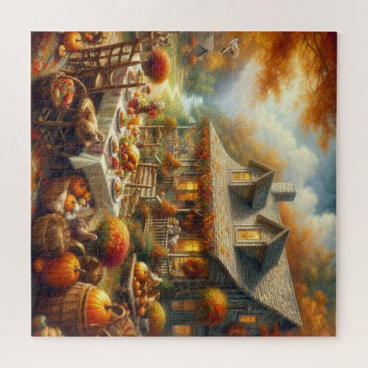 Thanksgiving dinerpuzzel legpuzzel (Horizontaal)