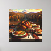 Thanksgiving Dinertafel Herfstlandschap Canvas Afdruk (Voorkant)