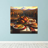 Thanksgiving Dinertafel Herfstlandschap Canvas Afdruk (Insitu (Houten vloer))