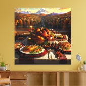 Thanksgiving Dinertafel Herfstlandschap Canvas Afdruk (Insitu (Woonkamer))