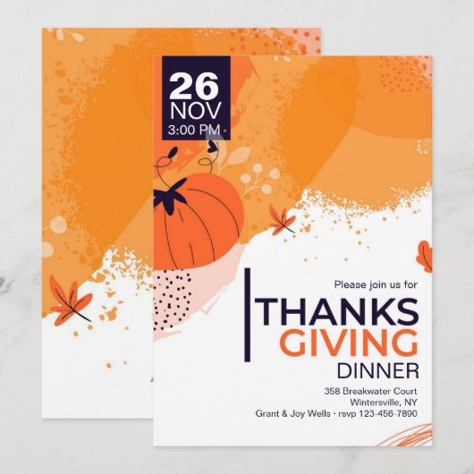 Thanksgiving dineruitnodiging kaart (Voorkant / Achterkant)