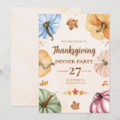 Thanksgiving-dineruitnodiging - Laten we ons verza Feestdagenkaart (Voorkant / Achterkant)