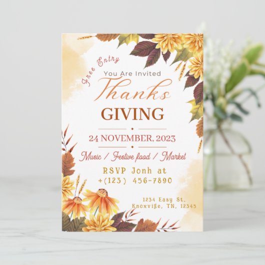 Thanksgiving dinerUitnodiging sjabloon Kaart (Staand voorkant)