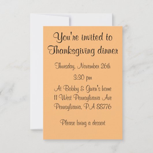  Thanksgiving dineruitnodigingen Kaart (Achterkant)