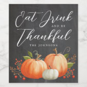 Thanksgiving Dinner Aangepaste wijnlabels Wijn Etiket (Enkel label)