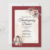 Thanksgiving Dinner Aquarel Bourgondische Rozen Kaart (Voorkant)